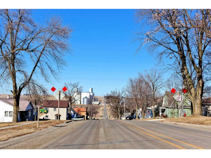 アイオワ州デダムの街並み。アメリカの田舎町を象徴するような風景だ