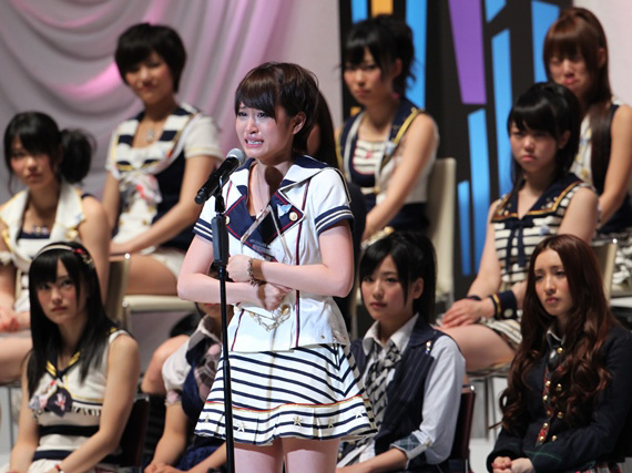 AKB総選挙で1位に返り咲いた前田敦子さん=2011年6月、東京都千代田区、金子淳撮影