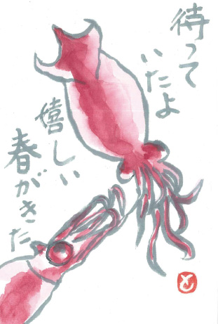 「ホタルイカ」 絵手紙・見手紙