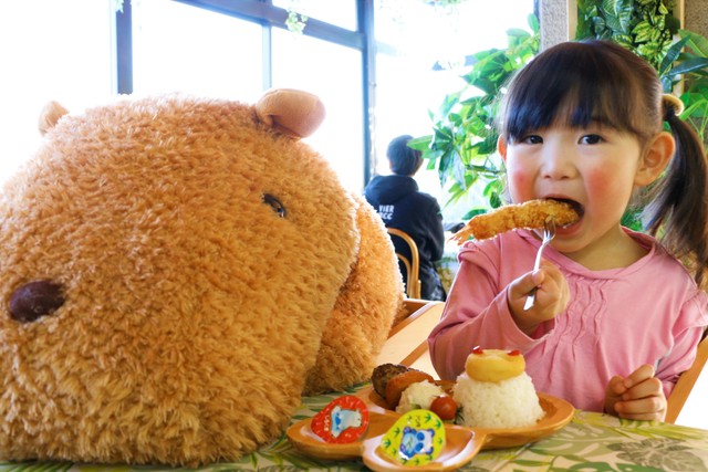 カピパラの隣でお食事