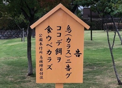 カラスに日本語で ここでえさ食うべからず 城に謎の看板 その狙いとは まいどなニュース