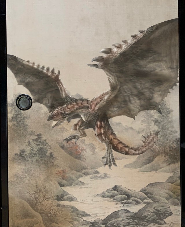 モンスターハンターのリオレウスを 家のふすまに描いてみた 墨絵のように背景となじんだ作品に驚き まいどなニュース