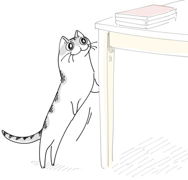 漫画 猫がぬぅっと伸びて 机の上を確認 ジャンプ ドサドサッと物が落ちる様子に なにを確認したの まいどなニュース