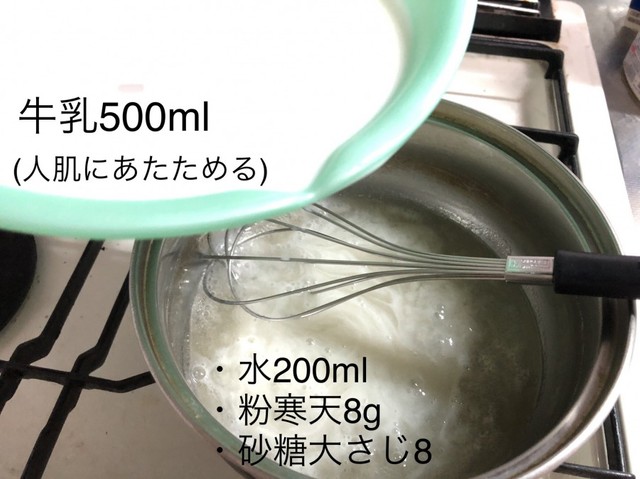 牛乳は電子レンジで人肌程度に温めておきます（画像提供：全農広報部さん） 