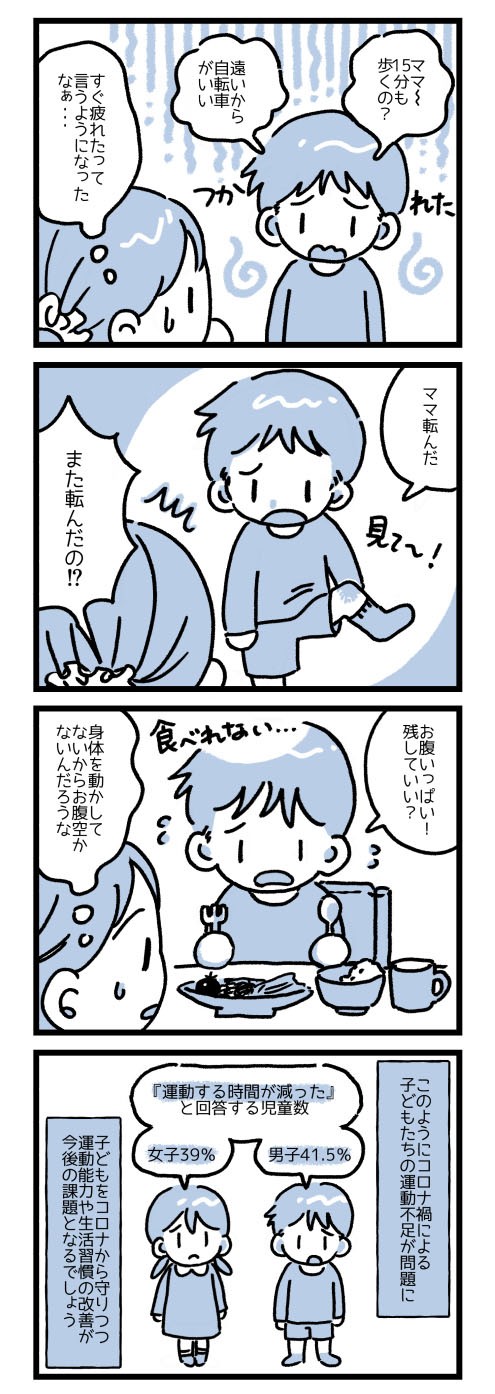 コロナ禍で低下 気になる子どもたちの体力 すぐ疲れたと言うように 以前よりよく転ぶ まいどなニュース