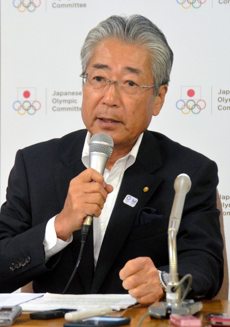 参加记者会的joc会长&middot;竹田恒和=摄于2017年7月4日(照屋健)