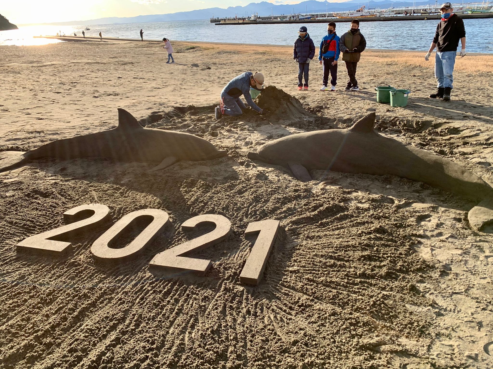 レベル高すぎィ 正月作品も話題に イルカのサンドアート ガチ勢 の正体は 江ノ島名物 イルカ部 に迫る まいどなニュース