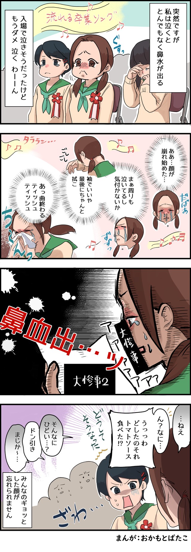 漫画 顔中血だらけ ギョッ 歌い終わったら みんなドン引き 私の 涙の卒業式 エピソード まいどなニュース