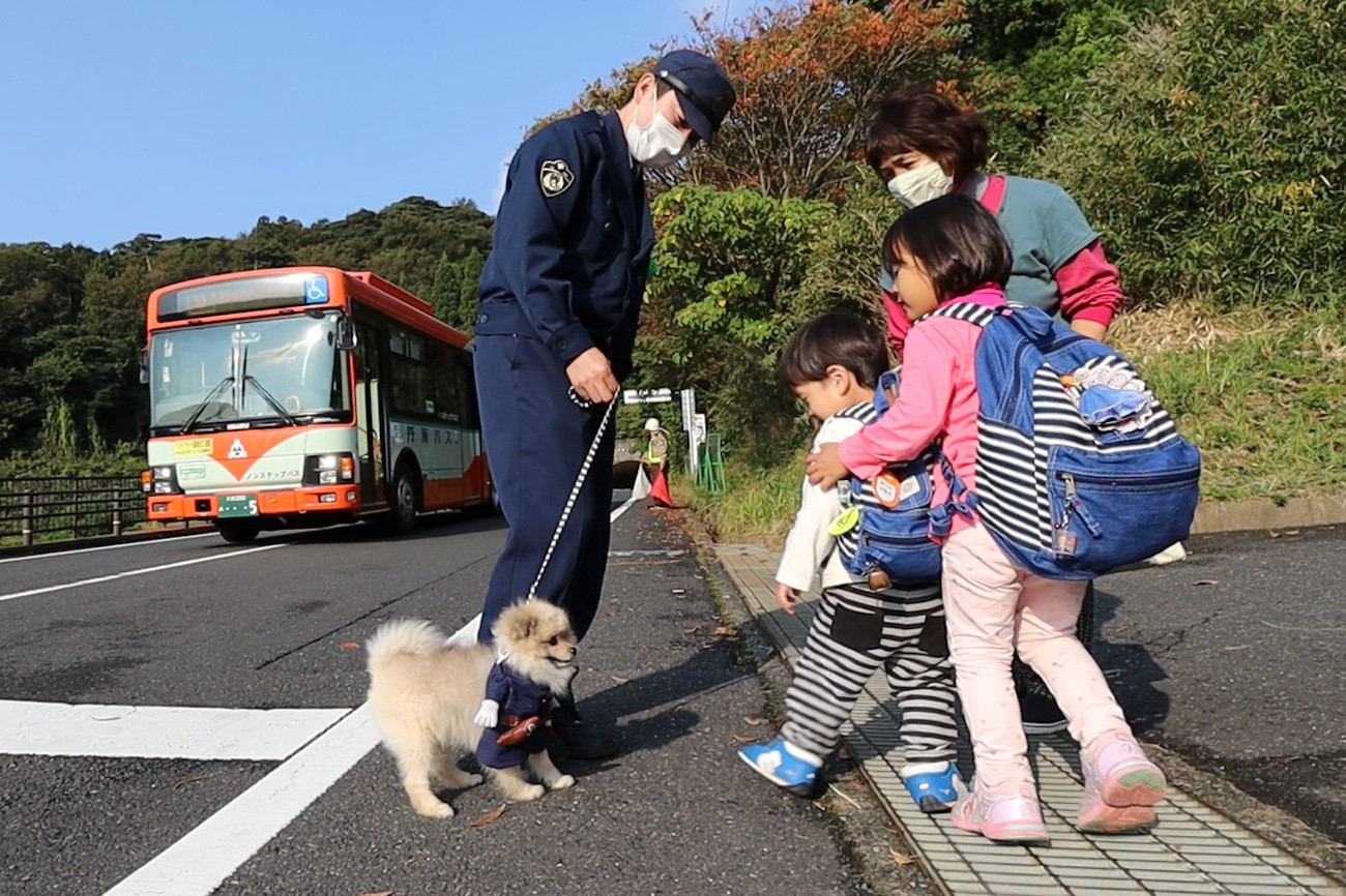 リアル 犬のおまわりさん むぎ君が町のアイドルに 駐在所に 勤務 制服で堂々パトロール まいどなニュース